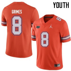 Youth Florida Gators #8 Trevon Grimes NCAA Jordan Brand Orange Authentic Stitched College Football Jersey VXK4562EQ